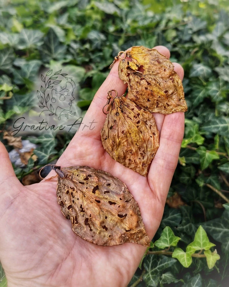 Pokovená souprava šperků - Nakousané listí