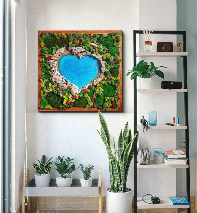 Mechový obraz Srdce 66 x 63cm