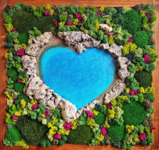 Mechový obraz Srdce 66 x 63cm